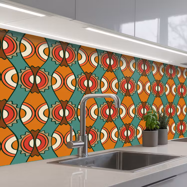 Kitchen splashback - Design - Retro - Orange - Abstract — 2