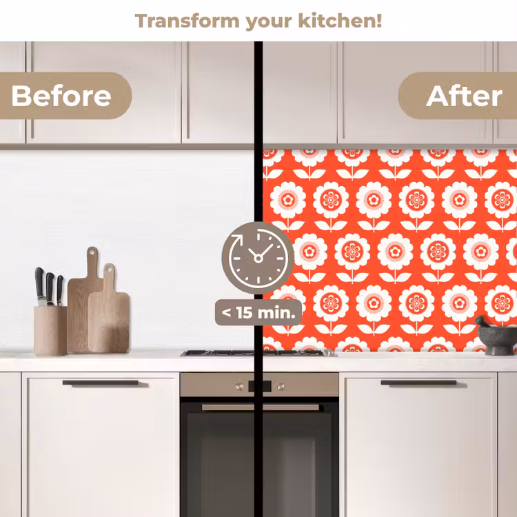 Kitchen splashback - Flowers - Pattern - Red — 3