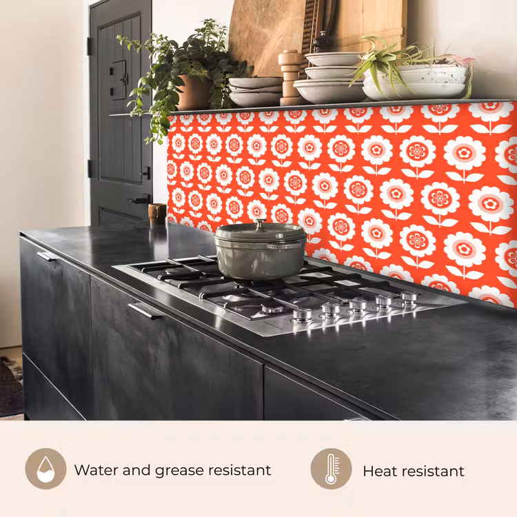 Kitchen splashback - Flowers - Pattern - Red — 5