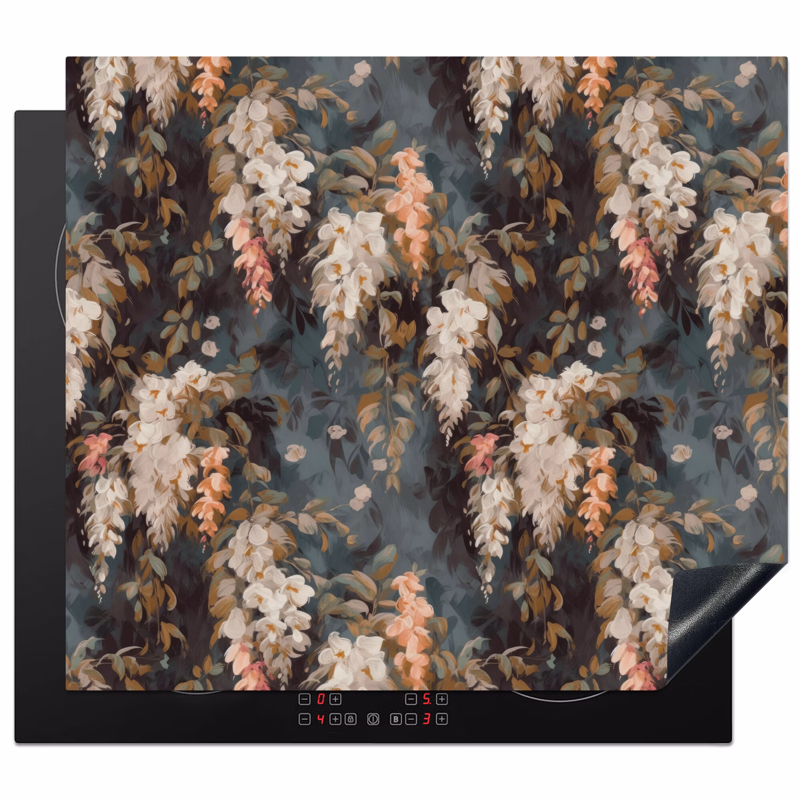 Induction hob protector - Flowers - Leaves - Dark - Pattern — 1