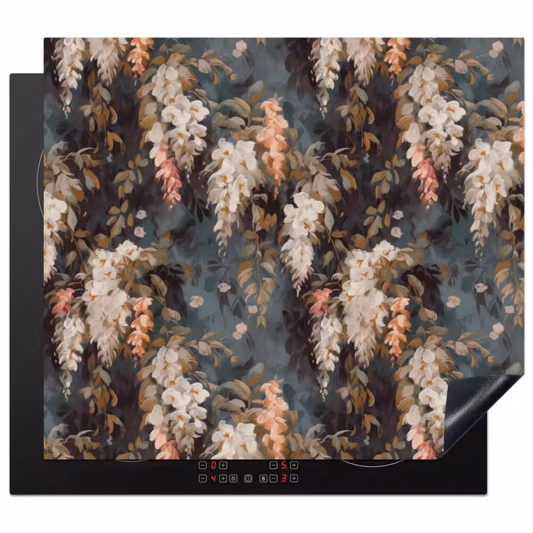 Induction hob protector - Flowers - Leaves - Dark - Pattern — 1