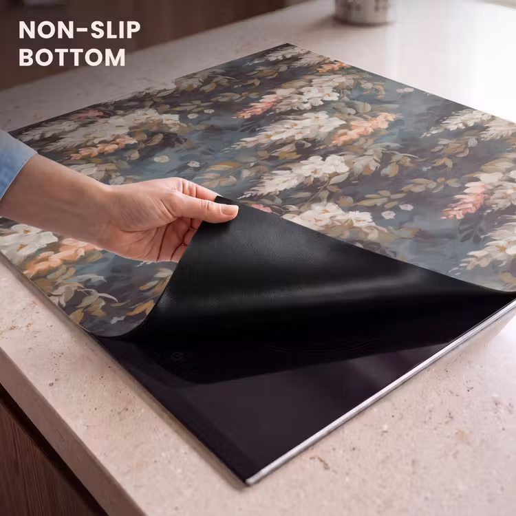 Induction hob protector - Flowers - Leaves - Dark - Pattern — 5