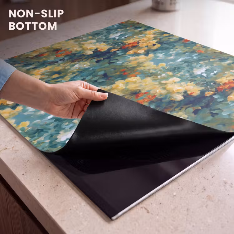 Induction hob protector - Yellow - Flowers - Green - Leaves — 5