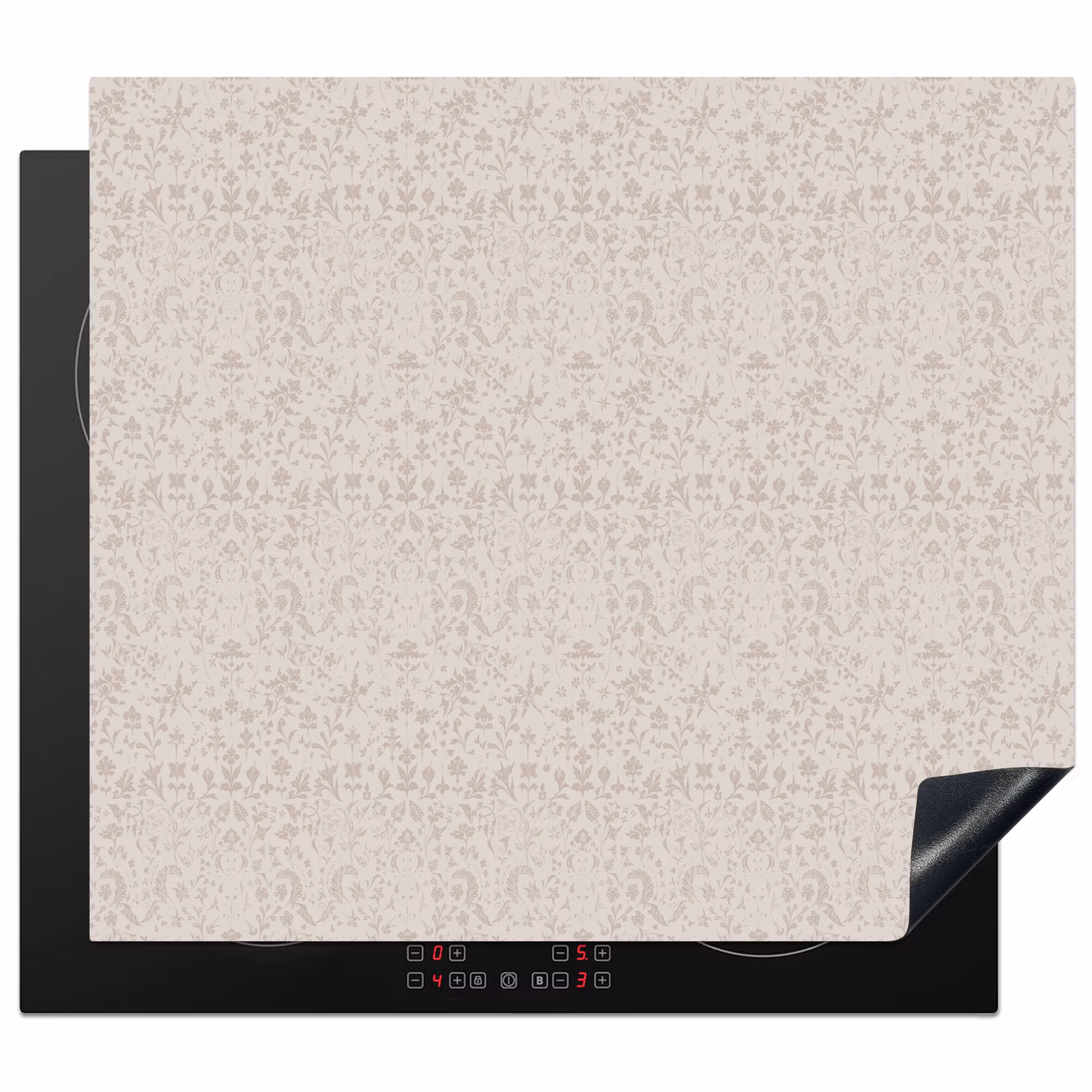Induction hob protector - Flowers - Leaves - Light - Taupe — 1
