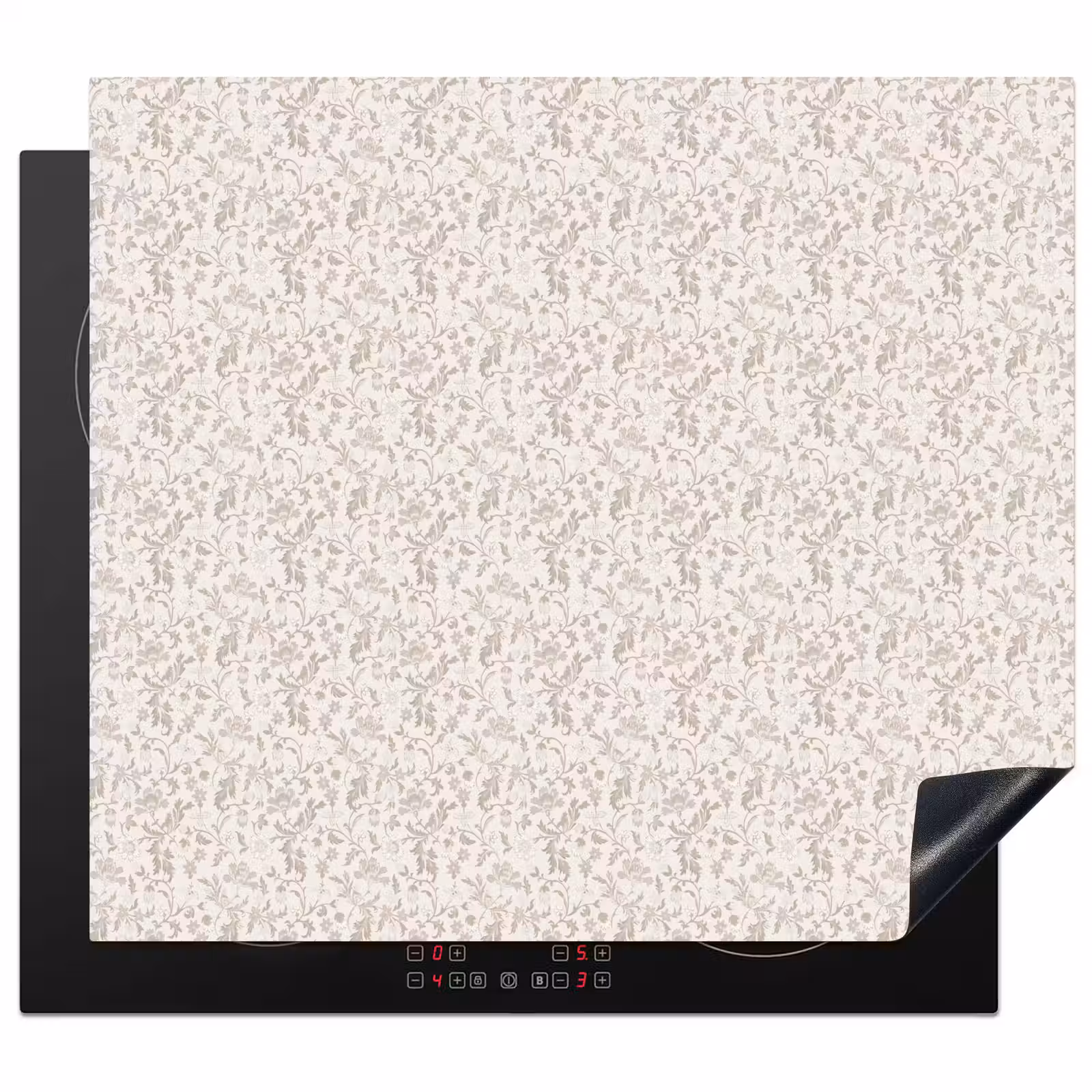 Induction hob protector - Flowers - Pattern - Taupe — 1