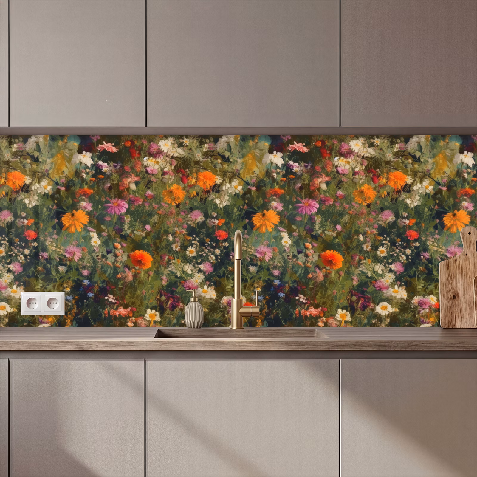 Kitchen splashback - Field of flowers - Colors - Paint — 1