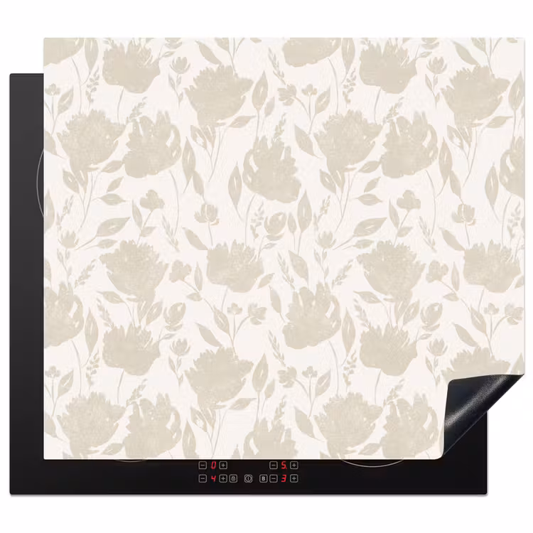 Induction hob protector - Floral pattern - Silhouette - White — 1