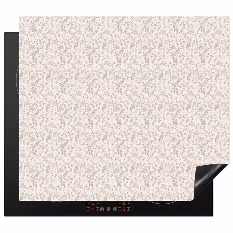 Induction hob protector - Flowers - Pattern - Taupe — 1