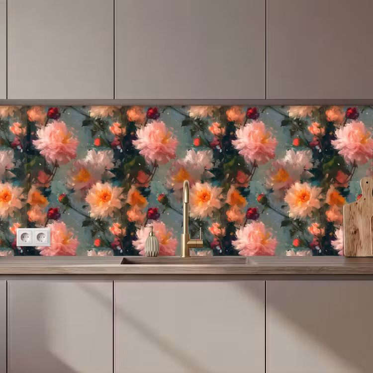 Kitchen splashback - Dahlia - Flowers - Pattern — 1