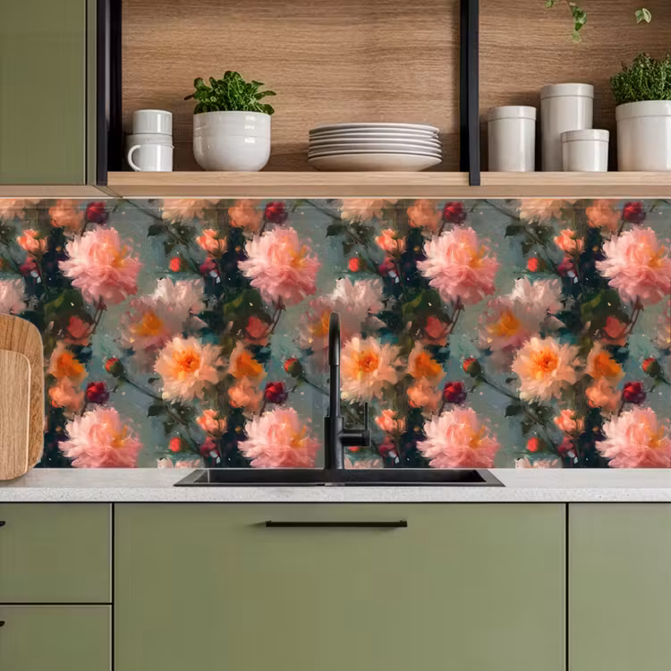 Kitchen splashback - Dahlia - Flowers - Pattern — 8