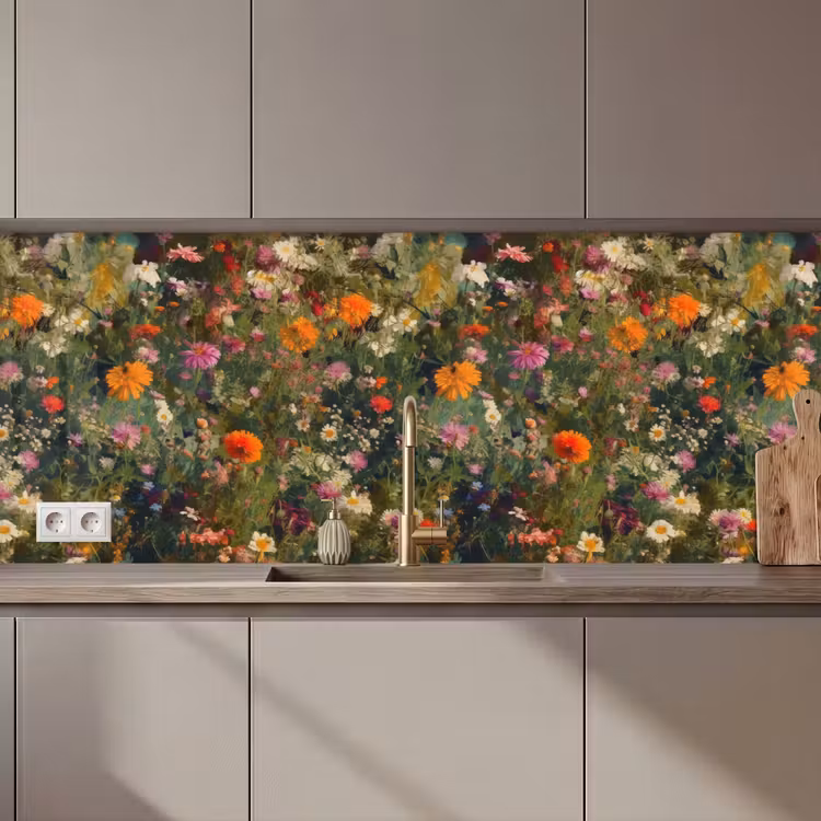 Kitchen splashback - Field of flowers - Colors - Paint — 1