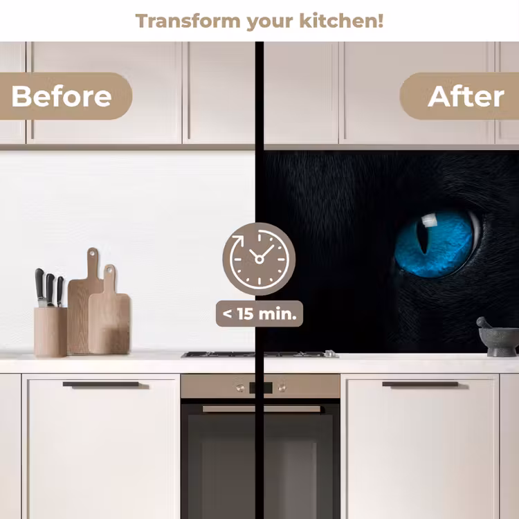 Kitchen splashback - Cat - Blue - Animal - Black — 3