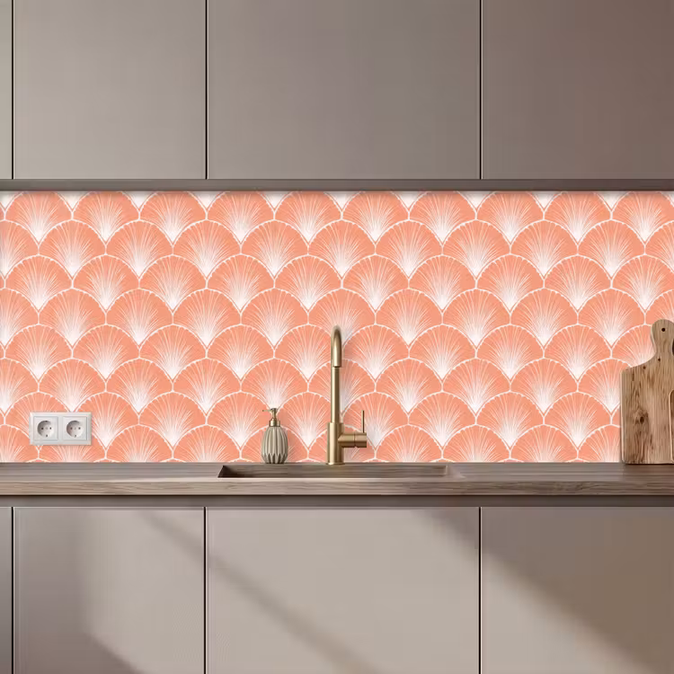 Kitchen splashback - Fan - Motif - Salmon Pink — 1