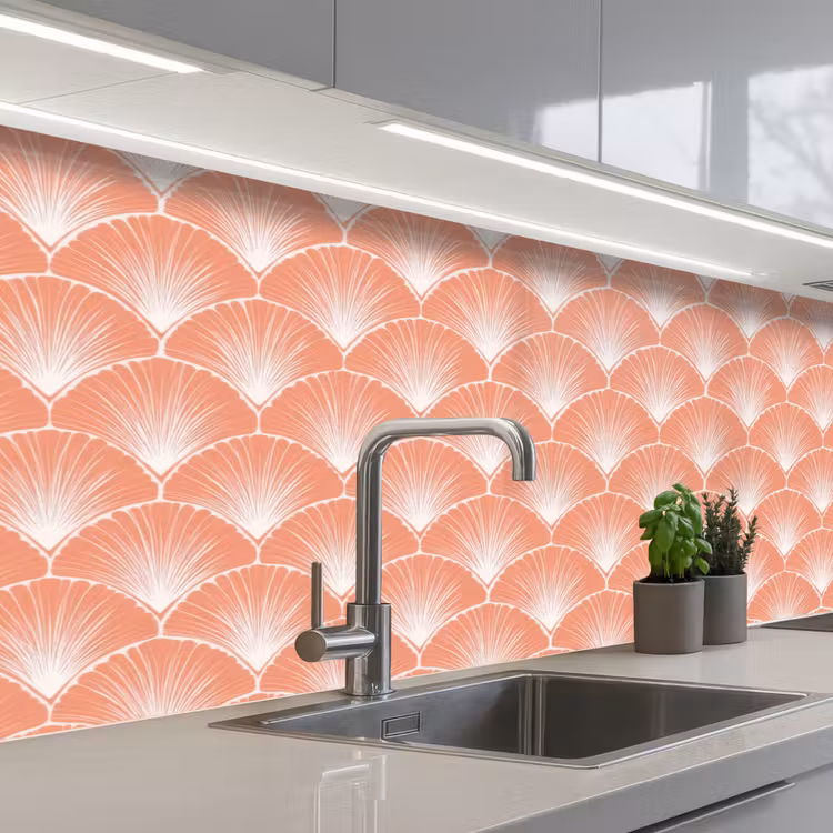 Kitchen splashback - Fan - Motif - Salmon Pink — 2