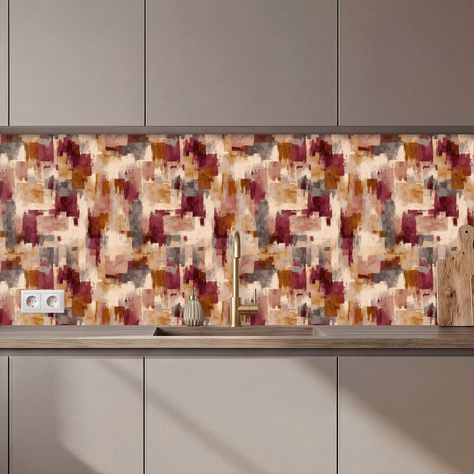 Kitchen splashback - Brush Stripes - Autumn Symphony - Bordeaux Red — 1