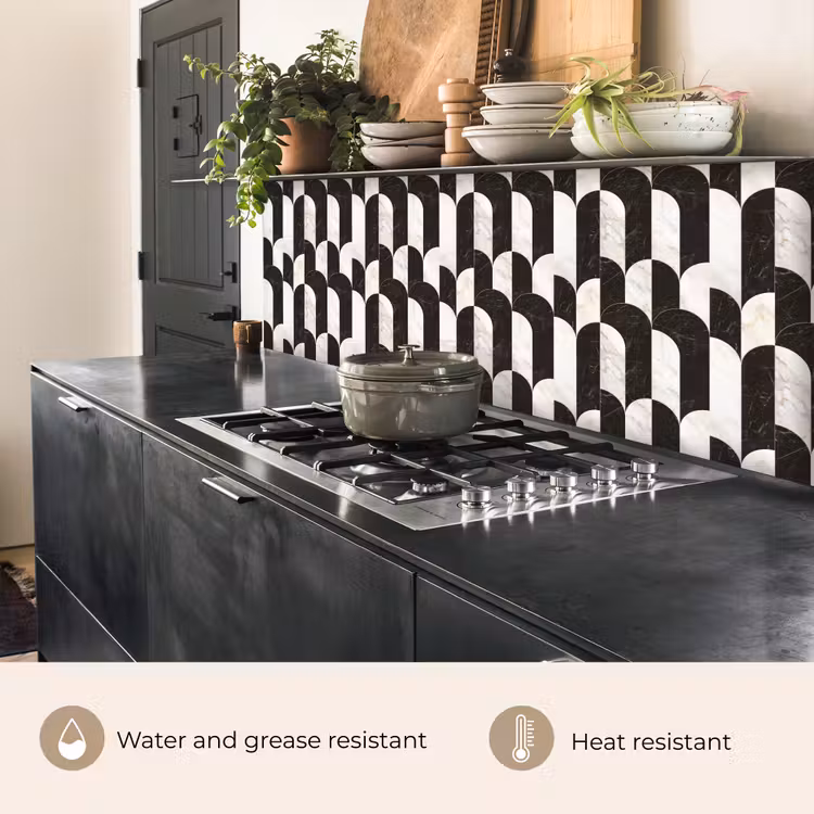 Kitchen splashback - Arches - Tiles - Marble - Black - White — 5