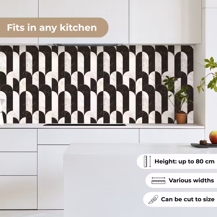 Kitchen splashback - Arches - Tiles - Marble - Black - White — 7