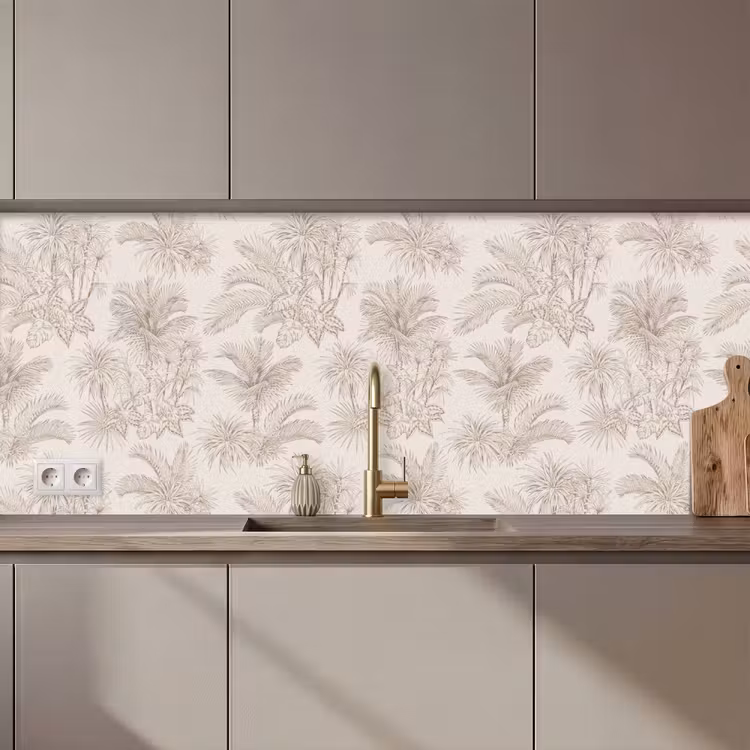 Kitchen splashback - Flowers - Beige - Plants - Vintage — 1