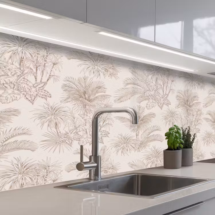 Kitchen splashback - Flowers - Beige - Plants - Vintage — 2