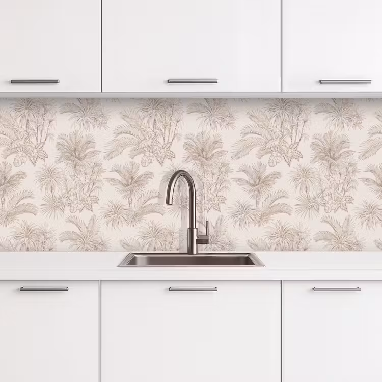 Kitchen splashback - Flowers - Beige - Plants - Vintage — 4