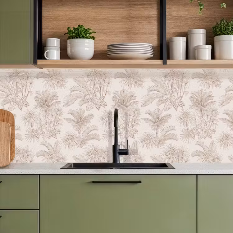 Kitchen splashback - Flowers - Beige - Plants - Vintage — 8