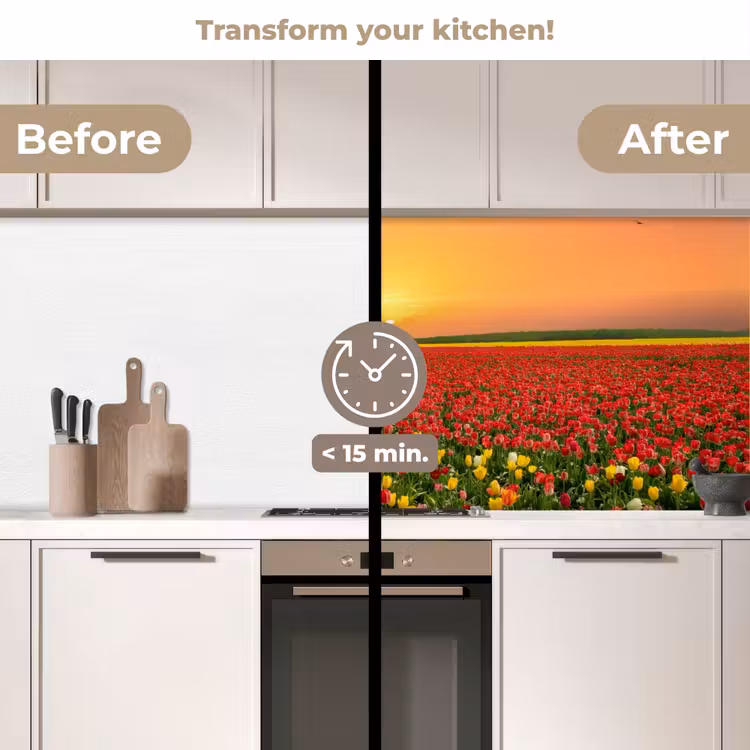 Kitchen splashback - Flowers - Landscape - Tulips - Sunset — 3