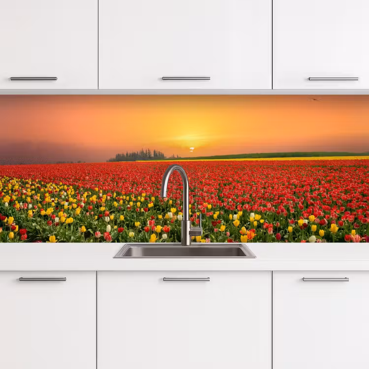 Kitchen splashback - Flowers - Landscape - Tulips - Sunset — 4