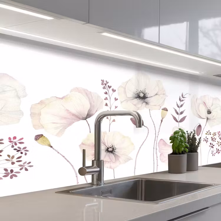 Kitchen splashback - Flowers - Pastel - Plants - White — 2