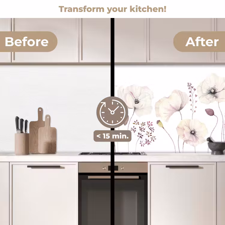 Kitchen splashback - Flowers - Pastel - Plants - White — 3