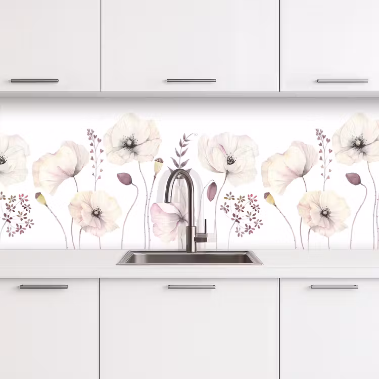 Kitchen splashback - Flowers - Pastel - Plants - White — 4
