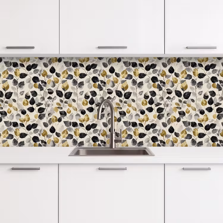 Kitchen splashback - Botanical - Gold - Black — 4