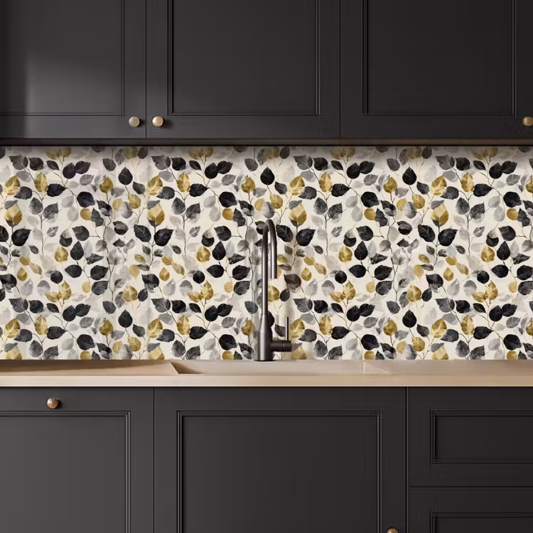 Kitchen splashback - Botanical - Gold - Black — 6