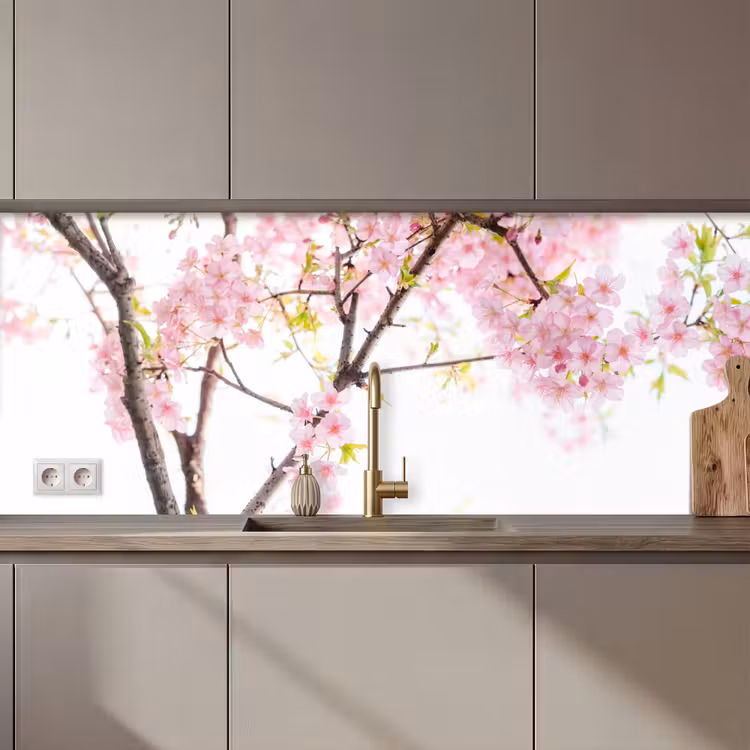 Kitchen splashback - Cherry blossom - Pink - Flowers - Sakura - Nature — 1