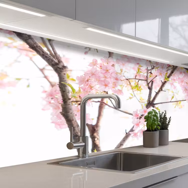Kitchen splashback - Cherry blossom - Pink - Flowers - Sakura - Nature — 2