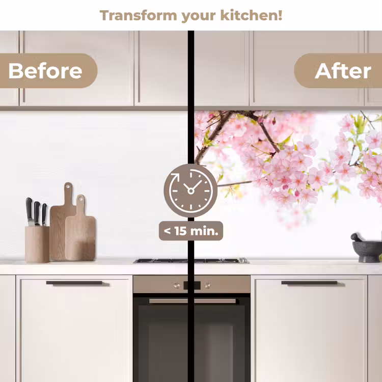 Kitchen splashback - Cherry blossom - Pink - Flowers - Sakura - Nature — 3