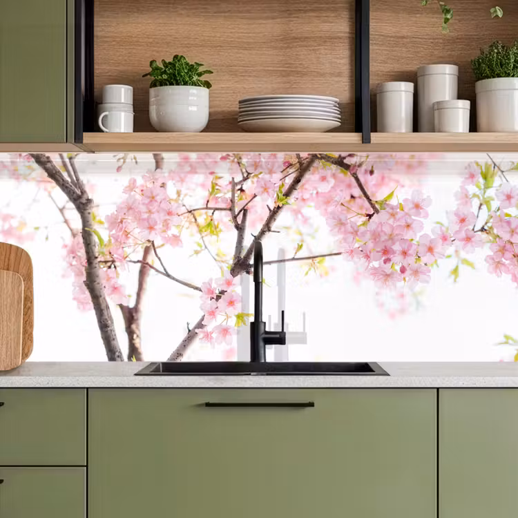 Kitchen splashback - Cherry blossom - Pink - Flowers - Sakura - Nature — 8