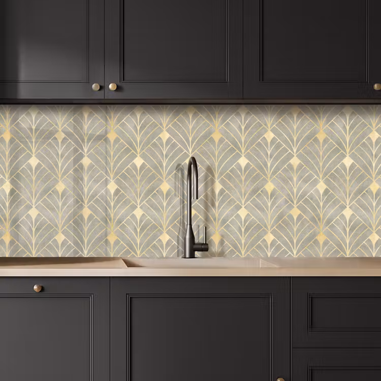 Kitchen splashback - Elegant - Symbol - Gold - Grey-green — 6
