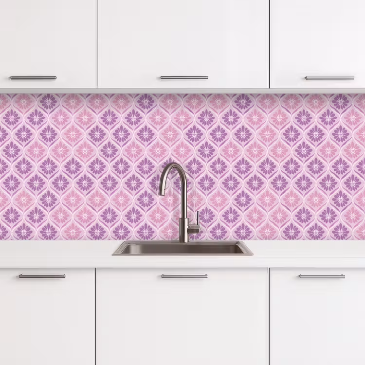 Kitchen splashback - Floral plaid - Pattern - Purple — 4
