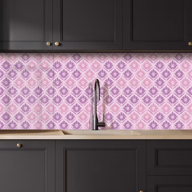 Kitchen splashback - Floral plaid - Pattern - Purple — 6