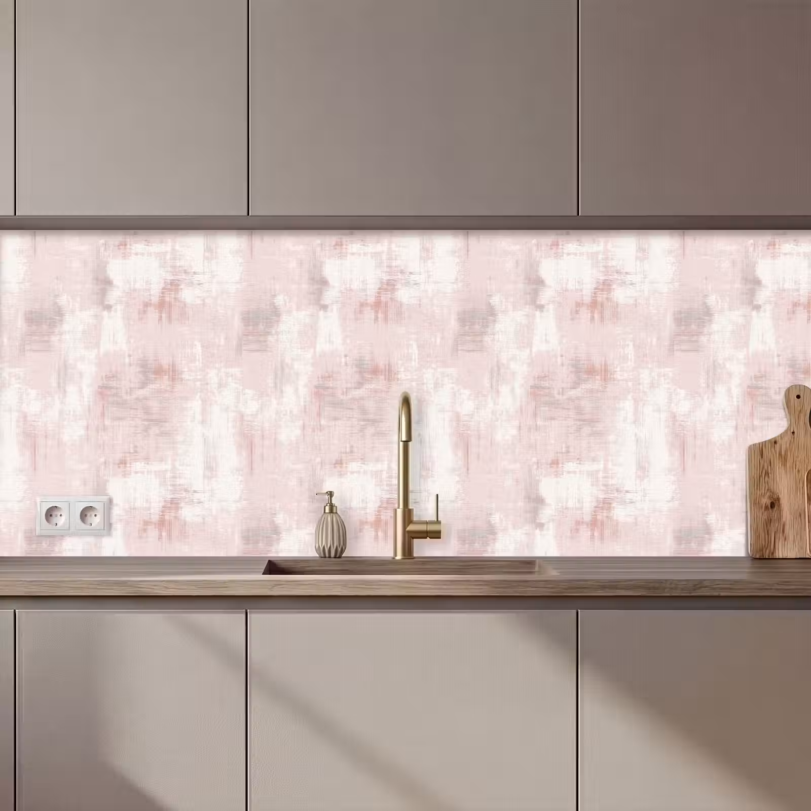 Kitchen splashback - Brush stripes - Faded - Pink — 1
