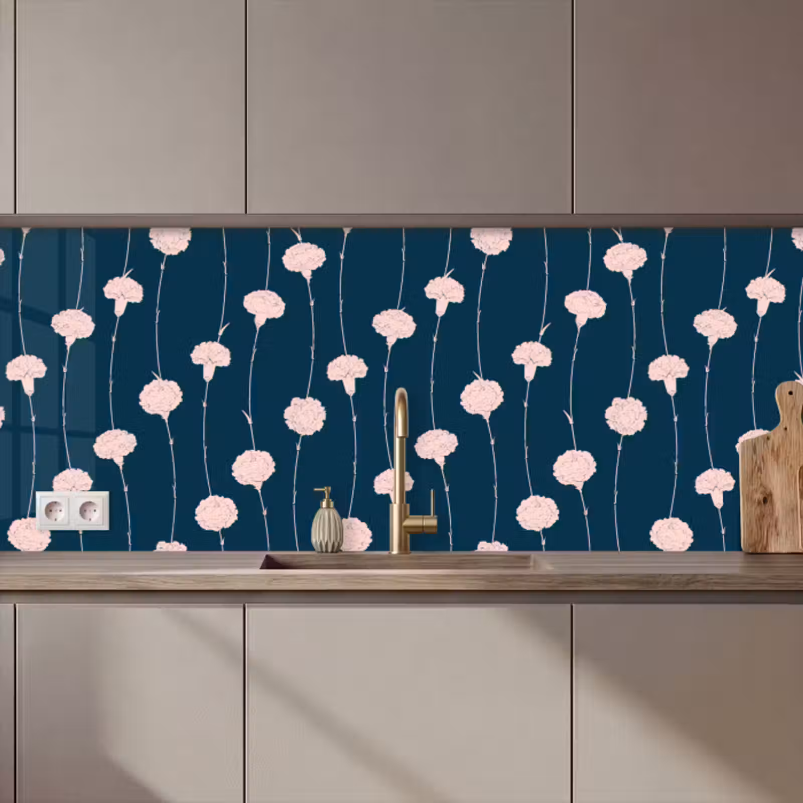 Kitchen splashback - Flowers - Peony - Patterns - Pastel — 1