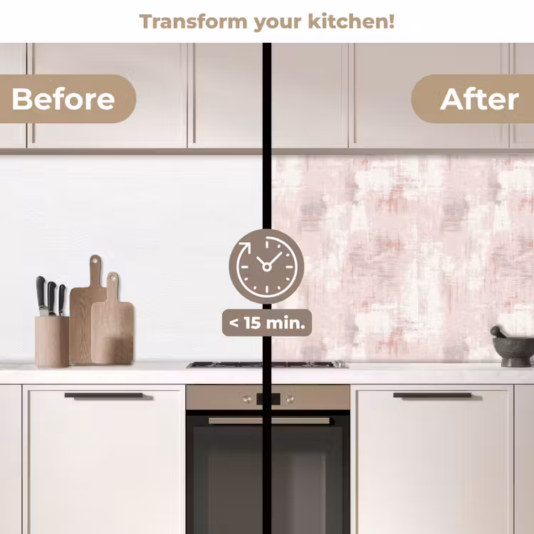 Kitchen splashback - Brush stripes - Faded - Pink — 3