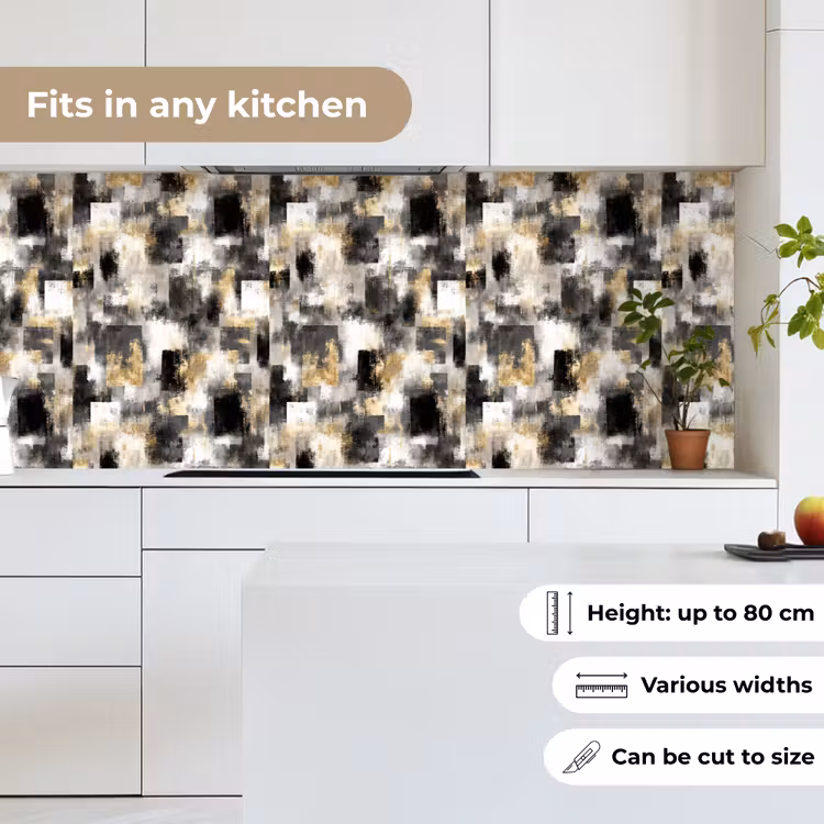 Kitchen splashback - Brush strokes - Shadow patterns - Black - Gold — 7