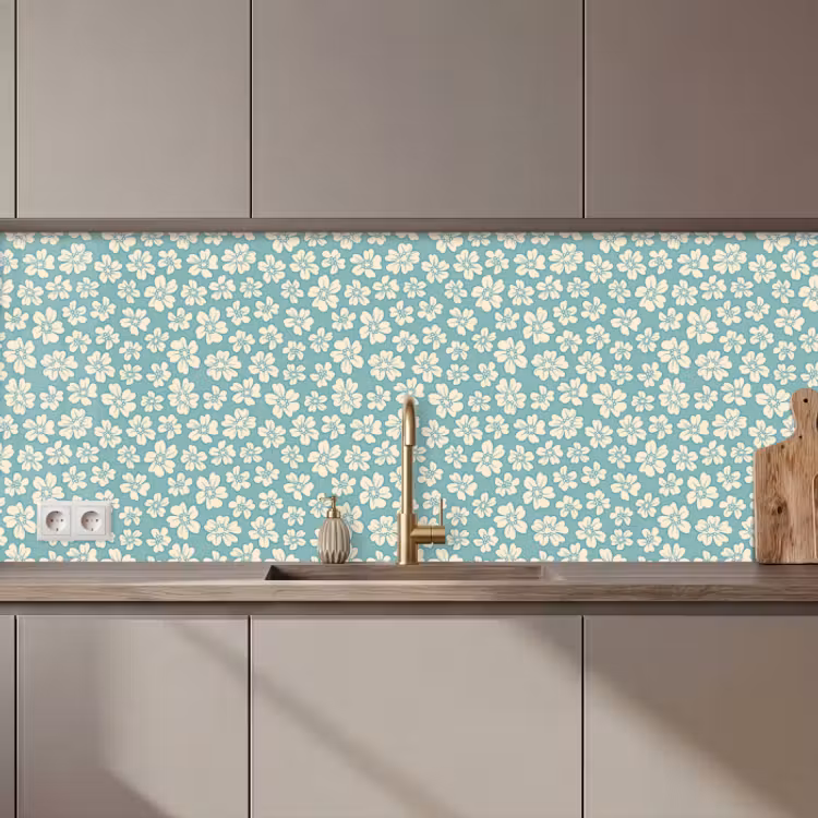 Kitchen splashback - Flowers - White - Vintage - Patterns — 1