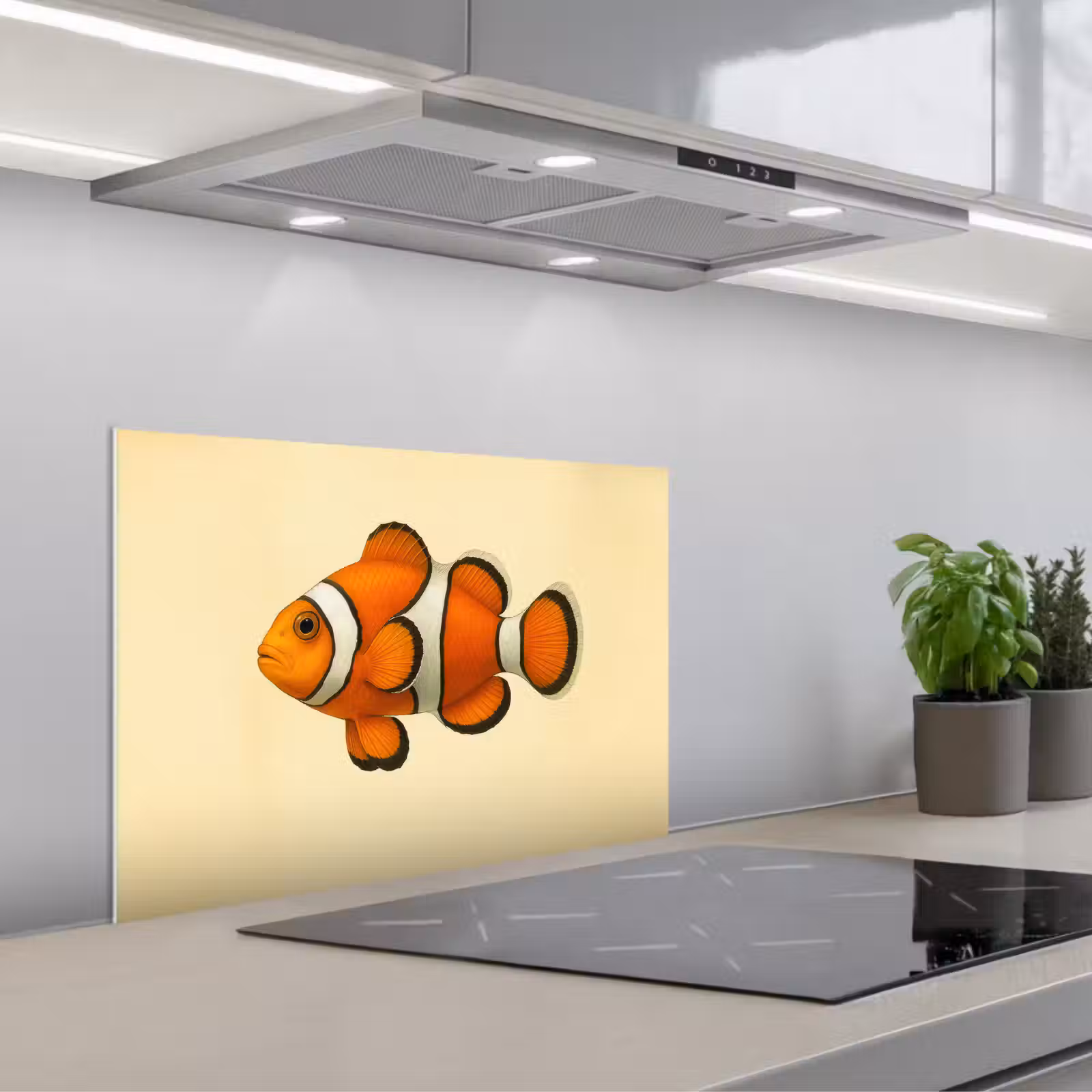 Kitchen splashback for hob - Fish - Orange - Stripes — 1