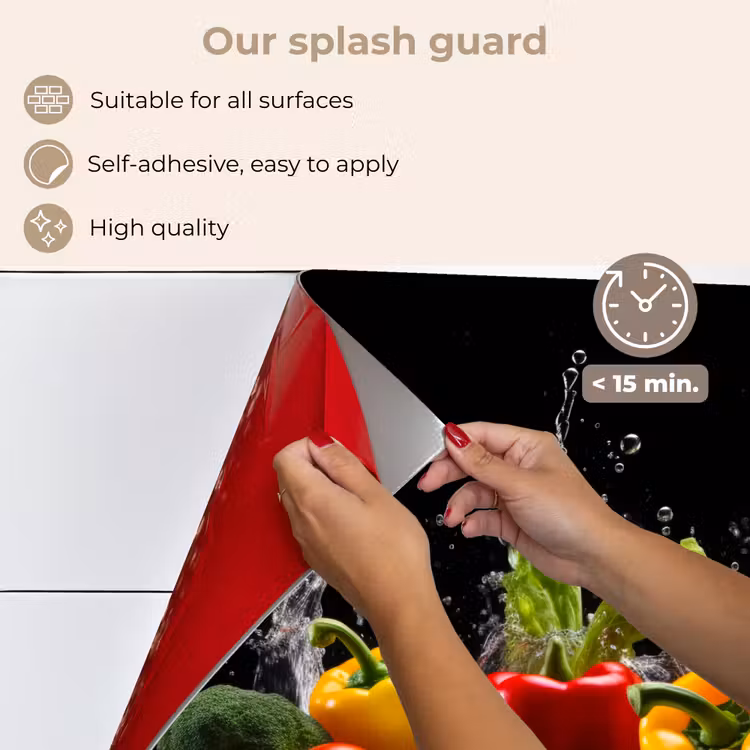 Kitchen splashback for hob - Bell bell pepper - Water - Vegetable - Black — 4