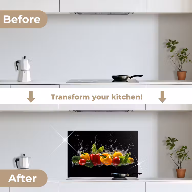 Kitchen splashback for hob - Bell bell pepper - Water - Vegetable - Black — 7