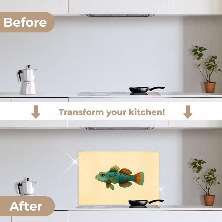 Kitchen splashback for hob - Fish - Blue - Dots - Scales — 7