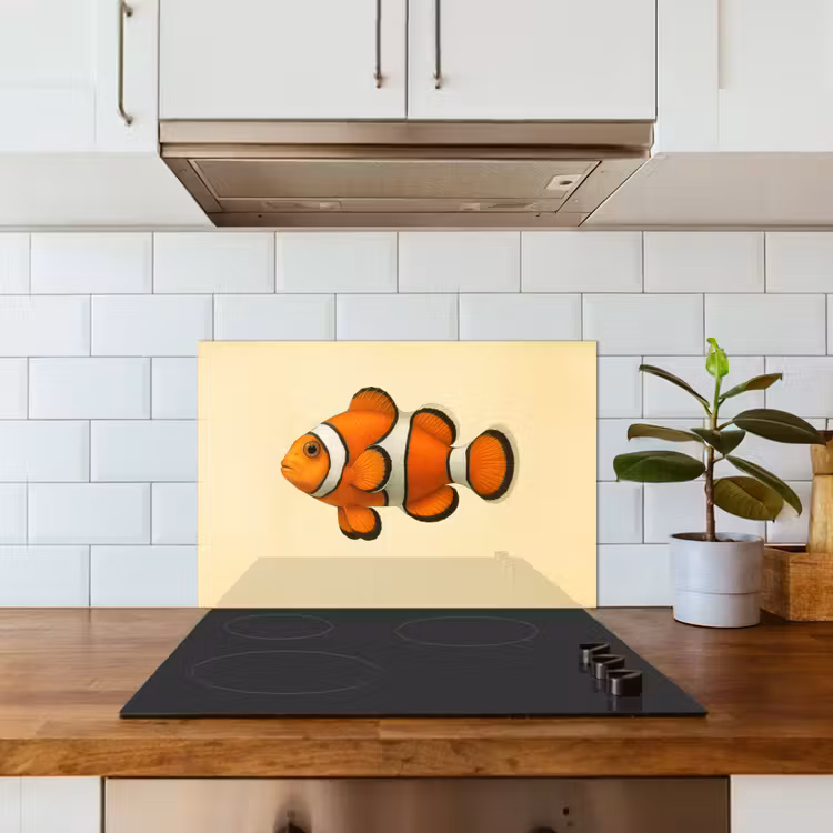 Kitchen splashback for hob - Fish - Orange - Stripes — 3