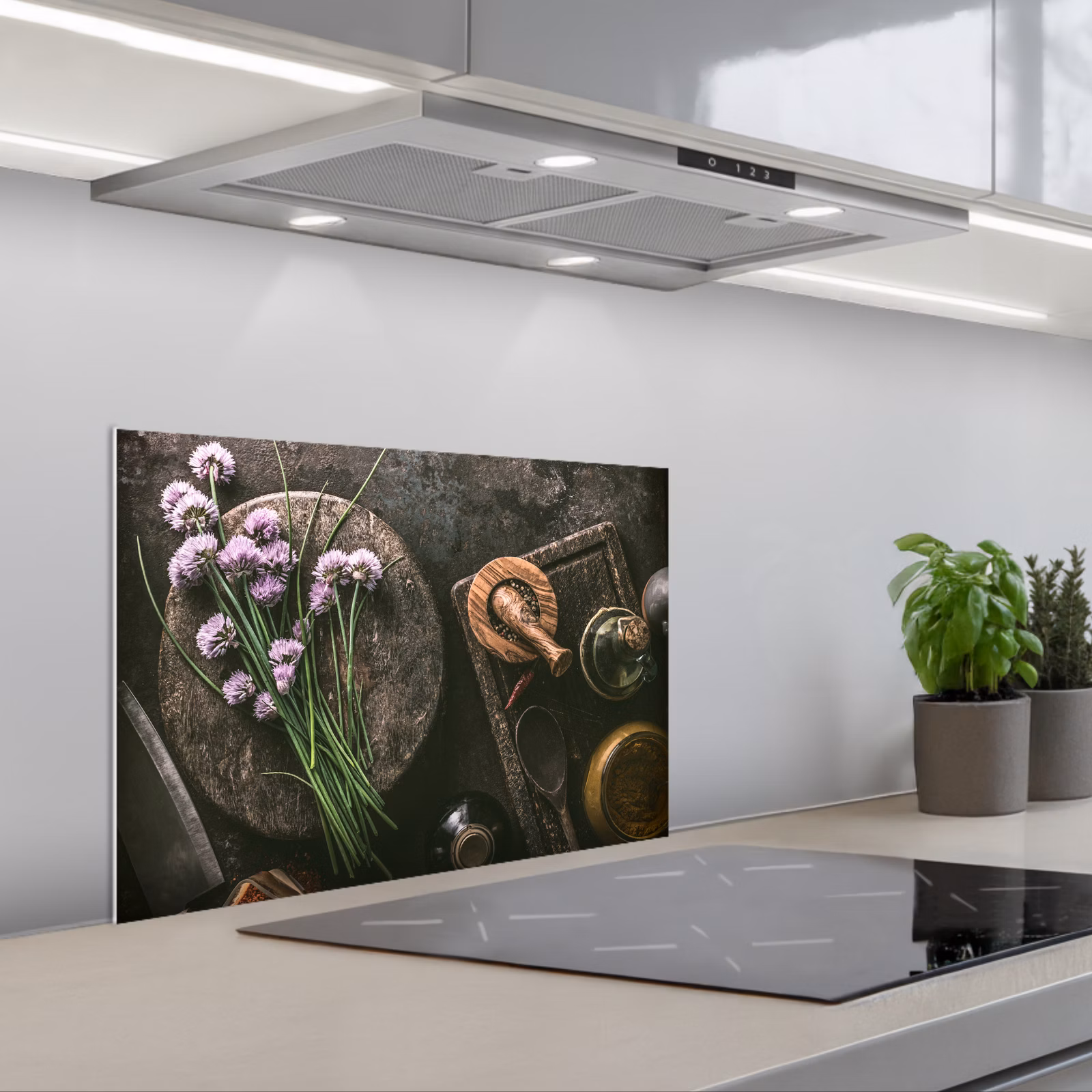 Kitchen splashback for hob - Chive Blossom and Antique Kitchen Goods — 1